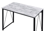 Zaidin Antique White Wood/Black Metal Small Office Desk