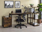 Zaidin Weathered Oak Wood/Black Metal Large Office Desk