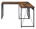 Zaidin Weathered Oak Wood/Black Metal Small Office Desk