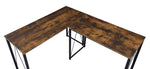 Zaidin Weathered Oak Wood/Black Metal Small Office Desk