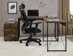 Zaidin Weathered Oak Wood/Black Metal Small Office Desk