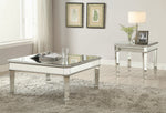 Zaira 2-Pc Clear Mirror/Silver Wood Square Coffee Table Set