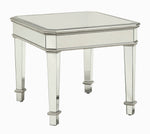 Zaira Clear Mirror/Silver Wood Rectangular End Table