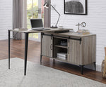 Zakwani Gray Oak Wood Writing Desk & Cabinet with USB