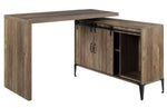 Zakwani Rustic Oak Wood Swivel Writing Desk with Cabinet & USB