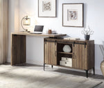 Zakwani Rustic Oak Wood Swivel Writing Desk with Cabinet & USB