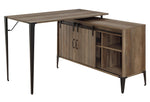 Zakwani Rustic Oak Wood Writing Desk & Cabinet with USB