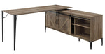 Zakwani Rustic Oak Wood Writing Desk & Cabinet with Barn Door