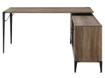 Zakwani Rustic Oak Wood Writing Desk & Cabinet with Barn Door