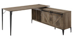 Zakwani Rustic Oak Wood Writing Desk & Cabinet with Barn Door