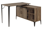 Zakwani Rustic Oak Wood Writing Desk with Cabinet