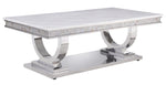 Zander White Printed Faux Marble/Silver Metal Coffee Table