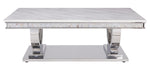 Zander White Printed Faux Marble/Silver Metal Coffee Table