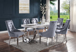 Zander White Printed Faux Marble/Silver Metal Dining Table