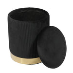 Zoe Glam Black Velvet Storage Ottoman