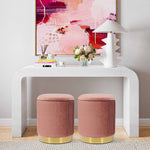 Zoe Glam Blush Velvet Storage Ottoman