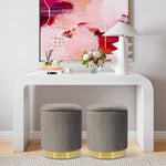 Zoe Glam Grey Velvet Storage Ottoman