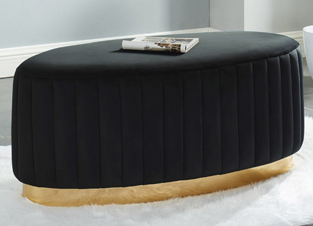 Zoja Black Velvet Tufted Bench