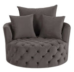 Zunyas Gray Velvet Swivel Accent Chair