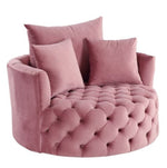 Zunyas Pink Velvet Tufted Accent Chair