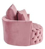 Zunyas Pink Velvet Tufted Accent Chair