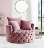 Zunyas Pink Velvet Tufted Accent Chair