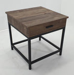 Zuri Brown Oak Wood/Sandy Black Metal End Table