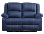 Zuriel Blue PU Leather Power Recliner Loveseat with USB