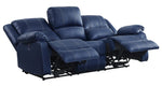 Zuriel Blue PU Leather Power Recliner Sofa with USB