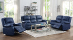 Zuriel Blue PU Leather Power Recliner Sofa with USB