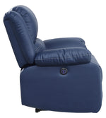 Zuriel Blue PU Leather Power Recliner with USB